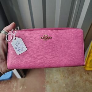 Coach Vibrant Pink Leather Wallet